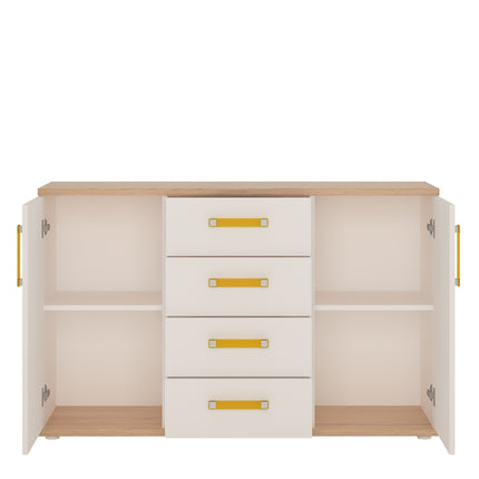 4KIDS 2 Door 4 Drawer Sideboard with Orange Handles