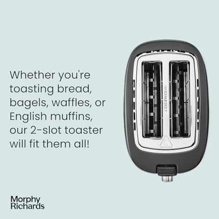 Morphy Richards Hive 2 Slice Toaster, Variable Browning, Removable Crumb Tray, Cancel, Defrost, Reheat, Anti-jam feature, Gloss Finish, 850W, Black, 220031
