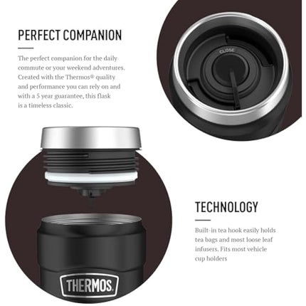 Thermos Stainless King Travel Tumbler & Multi- Purpose Flask- 470ml Insulated Hot & Cold Water Bottle for Daily Commute & Weekend Adventures - Sleek Design in Matt Black, 5-Year Durability