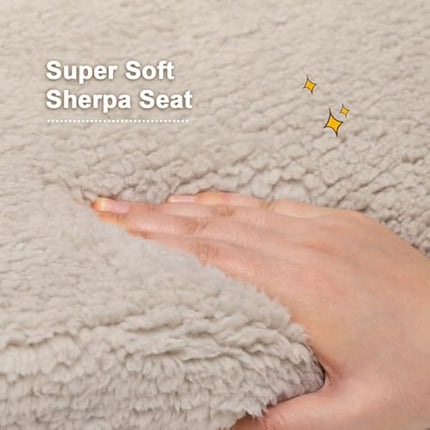 BEJOY Kids Sofa Bed 2-in-1 Flip Out Cuddly Sherpa Toddler Couch Convertible Sofa to Lounger Children Sofa Bed Children's Day and Birthday Gift for Girls Boys, Light Grey