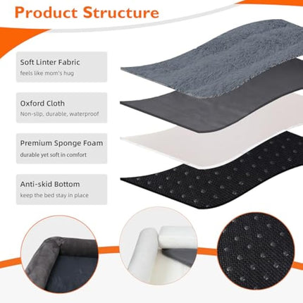 BingoPaw Large Dog Sofa Bed: Memory Foam Orthopedic Pet Mattress Cushion - Waterproof Bolster Dog Couch with Pillow and Washable Cover Grey XL (100x75cm)