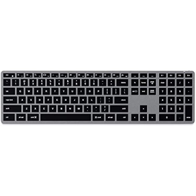 Satechi Slim X3 Bluetooth Backlit Keyboard with Numeric Keypad for Mac, Illuminated Keys & Multi-Device Sync, for Macbook Air/Pro M4, iPad Air/Pro M4, Mac Mini, iMac - Space Grey (US-QWERTY LAYOUT)