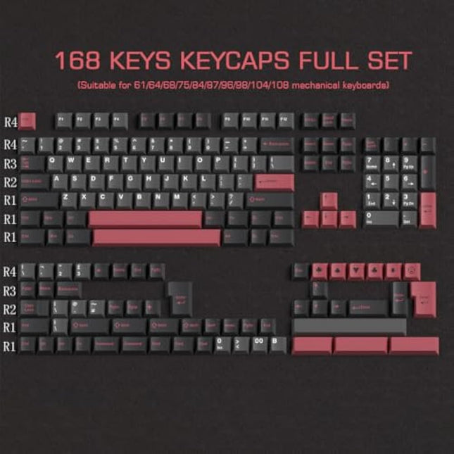 Evil Dolch Keycaps Double Shot 170 Keys Cherry Profile ABS Keycaps for MX Switches ISO/ANSI Layout Mechanical Keyboard