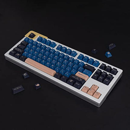 Blue Samurai Keycaps 129 Keys PBT Cherry Profile Keycaps Dye Sublimation with Key Puller for RK61 GK61 Anne Pro Cherry Mx Mechanical Keyboard