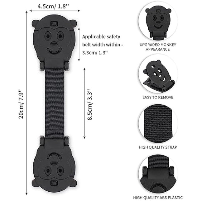 QOPAHI Anti Escape Car Seat Strap Baby Harness Chest Clip, Baby Safety Strap Prevent Kids Taking Their Arms Out of Child Car Seat/High Chairs/Strollers, Car Seat Safety Clip with 2 Dolls(2 Pack)