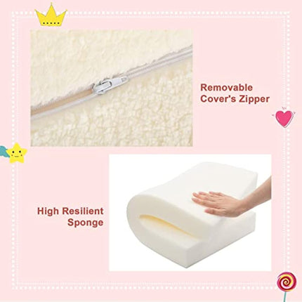 BEJOY Kids Sofa Bed 2-in-1 Flip Out Cuddly Sherpa Toddler Couch Convertible Chair to Lounger Children Sofa Bed Children's Day and Birthday Gift for Girls Boys, White