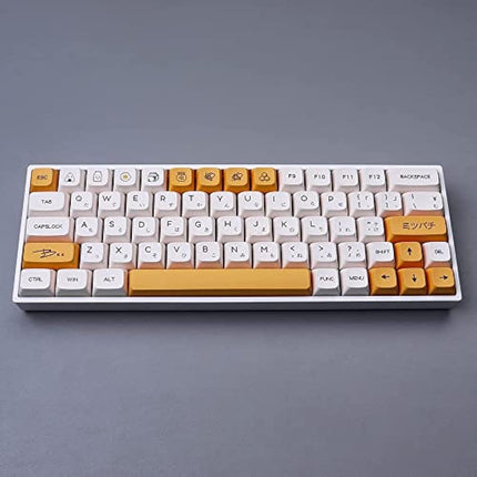 PBT Keycaps 137 Keys XDA Profile DYE-SUB Personalized White Yellow Honey Milk Japanese Keycap Suitable for Mechanical Gaming Keyboard (Japanese)