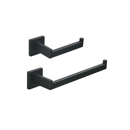 Bathroom Hardware Set,2-Pieces Matte Black Accessories 304 Stainless Steel Wall Mounted Bathroom Hardware 2-Piece Set Towel Rack and Toilet Paper