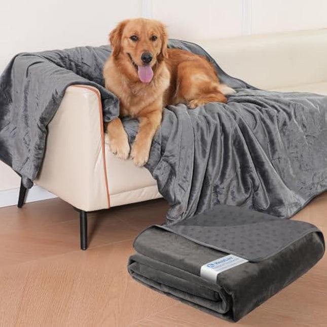 HezzLuv Waterproof Dog Blanket 203 x 229 cm, Washable Flannel Pet Blanket for Sofa Bed Cover, Anti-slip Warm Pet Throw, Fluffy & Soft, Leak-Proof, Furniture Protector for Small to Large Dogs and Cats