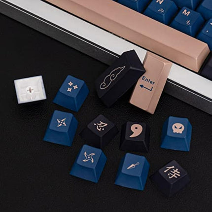 Blue Samurai Keycaps 129 Keys PBT Cherry Profile Keycaps Dye Sublimation with Key Puller for RK61 GK61 Anne Pro Cherry Mx Mechanical Keyboard