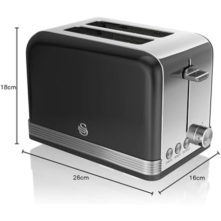 Swan ST19010BN Toaster, Stainless Steel, 815 W, Black