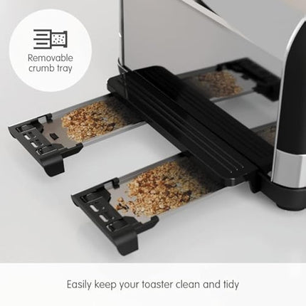 Morphy Richards Venture Black 4 Slice Toaster - Defrost Setting - High Lift Feature - 240131