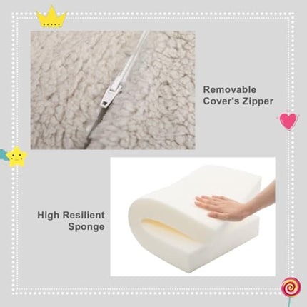 BEJOY Kids Sofa Bed 2-in-1 Flip Out Cuddly Sherpa Toddler Couch Convertible Sofa to Lounger Children Sofa Bed Children's Day and Birthday Gift for Girls Boys, Light Grey