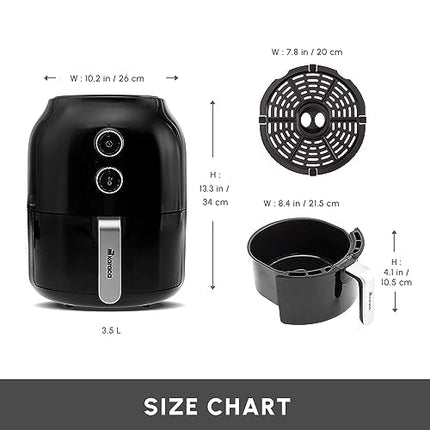 Karaca Multifry Air Fryer for Family 3.5L, Instant & 30-Minute Timer, Non-Stick, Single Drawer - Small Airfryer with 360 Degree Circulation Air Tech &