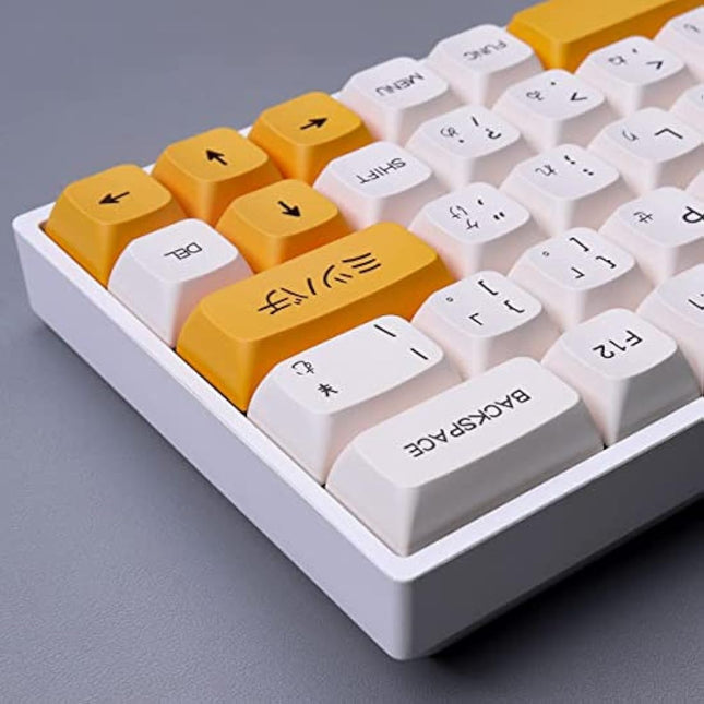 PBT Keycaps 137 Keys XDA Profile DYE-SUB Personalized White Yellow Honey Milk Japanese Keycap Suitable for Mechanical Gaming Keyboard (Japanese)