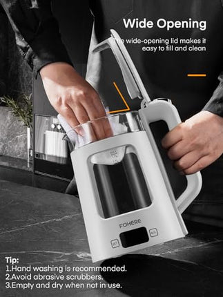 Electric Kettle, 1.7L Glass Tea Kettle, with Keep Warm, 5 Temperature Control, 2200W Fast Boil, Auto Shut-Off & Boil-Dry Protection, with 5 Colored