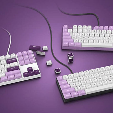 dagaladoo XVX 189-Key Double Shot PBT Keycaps, XVX Profile for Cherry/Gateron MX Switches, 60%/65%/75%/100% Mechanical Keyboards, White/Purple