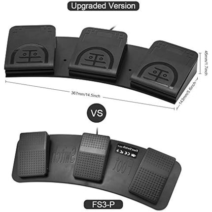 iKKEGOL Upgraded USB Triple Foot Pedal Optical Switch Control 3 Key Button Program Computer Keyboard Mouse Game Action HID