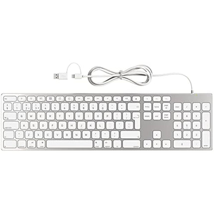 All-Aluminium Wired Keyboard for Apple Mac OS Layout with Numeric Keypad, Durable and Sleek Design, Plug-n-Play Cable Connection in USB-A or USB-C, Compatible with iMac/Mac Mini/MacBook Laptop-Silver