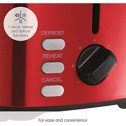 Morphy Richards Equip Red 2 Slice Toaster - Defrost And Reheat Settings - 2 Slot - Stainless Steel - 222066