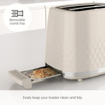 Morphy Richards Hive Cream 2 Slice Toaster - Gloss Finish - Plastic - 2 Slot - 220032