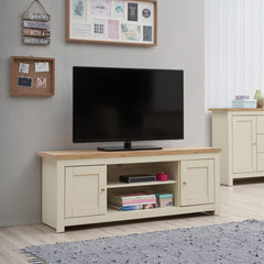 Lisbon Living Room 3 Piece Set (TV Unit  2 Doors 1 Shelf, 1 Door & 3 Drawer Sideboard, 2 Drawer Coffee Table) Cream