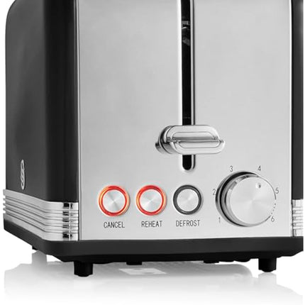 Swan ST19010BN Toaster, Stainless Steel, 815 W, Black