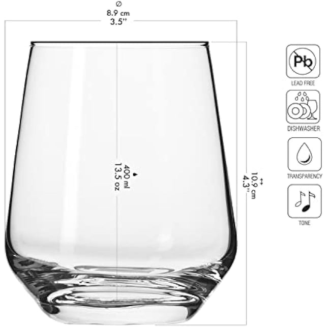 Krosno Water Drinking Glasses Tumbler Set Trend for Home | Set of 6 | 400 ML | Splendour Collection | Whiskey Glasses Glass Cups Juice Scotch | Cocktail Set, Home & Bar Gift | Durable Set Glass Cup