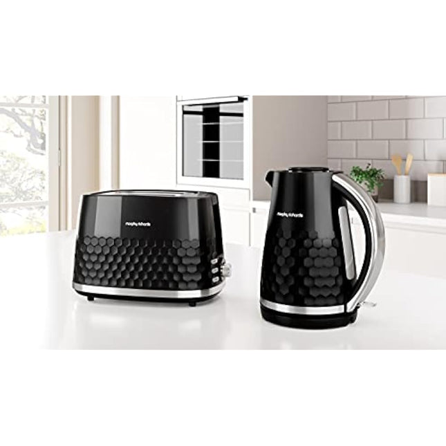 Morphy Richards Hive 2 Slice Toaster, Variable Browning, Removable Crumb Tray, Cancel, Defrost, Reheat, Anti-jam feature, Gloss Finish, 850W, Black, 220031