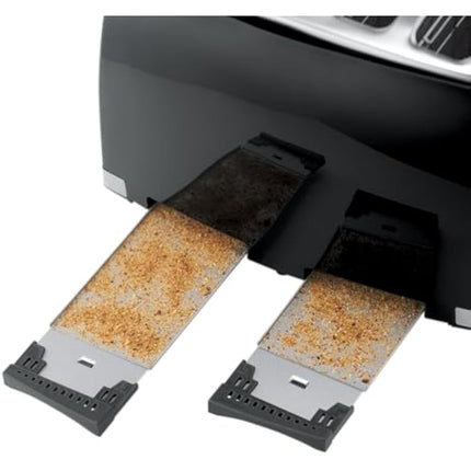 Russell Hobbs Honeycomb 4 Slice Toaster (Independent & Extra wide slots with high lift, 6 Browning levels, Frozen/Cancel/Reheat function, Removable crumb tray, 1500W, Black textured high gloss) 26071