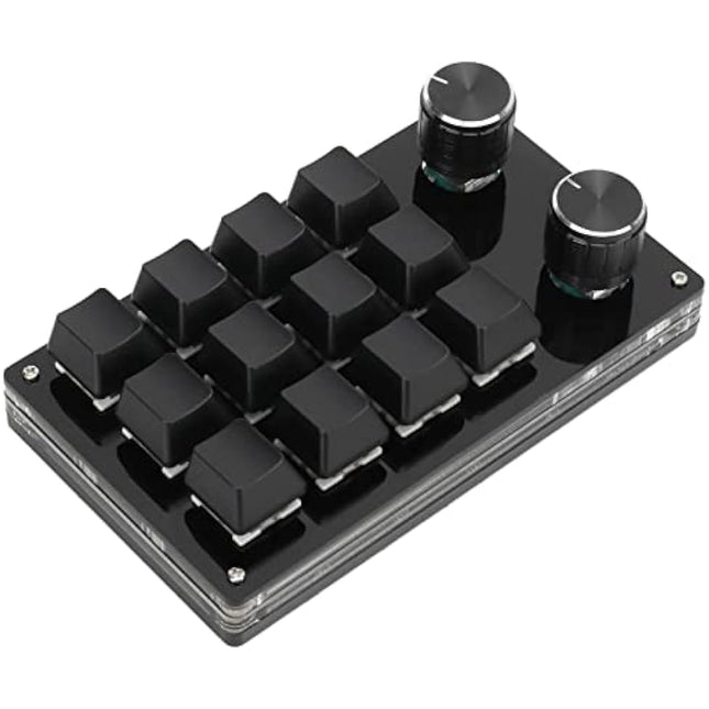 zalati Mechanical Keyboard, 12-Key USB Mini Programmable Keys No Drive Needed with Knob Design Easy to carry 2.97 x 5.14inch - Black
