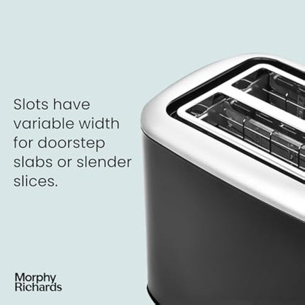 Morphy Richards Equip Black 2 Slice Toaster - Defrost And Reheat Settings - 2 Slot - Stainless Steel - 222064