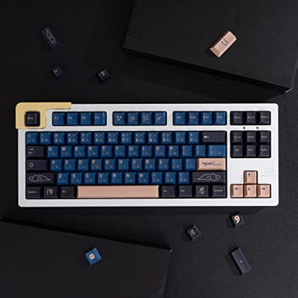 Blue Samurai Keycaps 129 Keys PBT Cherry Profile Keycaps Dye Sublimation with Key Puller for RK61 GK61 Anne Pro Cherry Mx Mechanical Keyboard