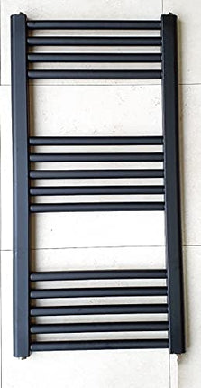 Greened House Milano Black Heated Towel Rail 400mm W x 800mm H Straight Central Heating Towel Radiator