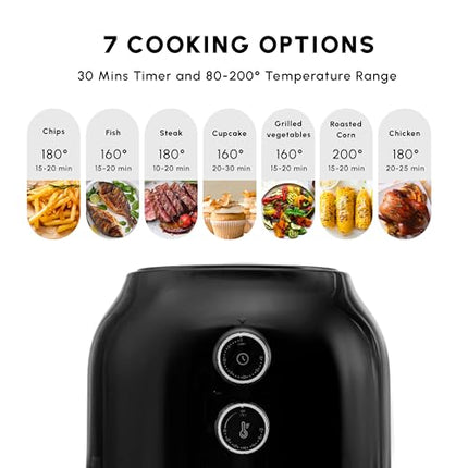 Karaca Multifry Air Fryer for Family 3.5L, Instant & 30-Minute Timer, Non-Stick, Single Drawer - Small Airfryer with 360 Degree Circulation Air Tech &