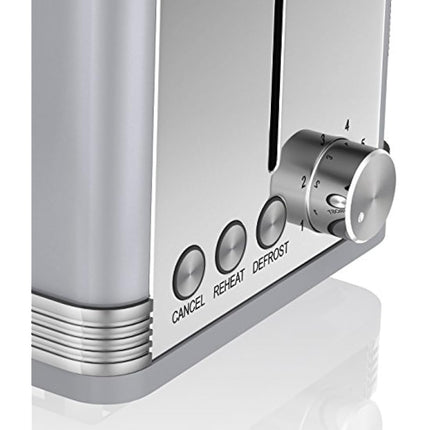 Swan ST19010GRN Retro 2-Slice Toaster with Defost/Reheat/Cancel Functions, Cord Storage, 815W, Retro Grey