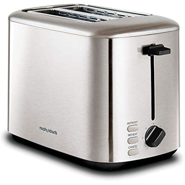Morphy Richards Equip 2 Slice Toaster, Defrost and Reheat, Browning Controls, Variable Wide Slots, Removable Crumb Tray, 800W, Stainless Steel, 222067