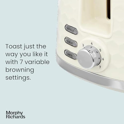 Morphy Richards Hive Cream 2 Slice Toaster - Gloss Finish - Plastic - 2 Slot - 220032