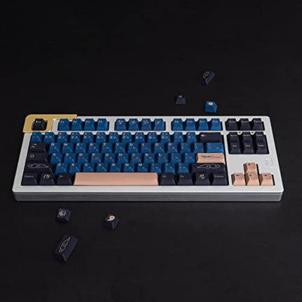 Blue Samurai Keycaps 129 Keys PBT Cherry Profile Keycaps Dye Sublimation with Key Puller for RK61 GK61 Anne Pro Cherry Mx Mechanical Keyboard