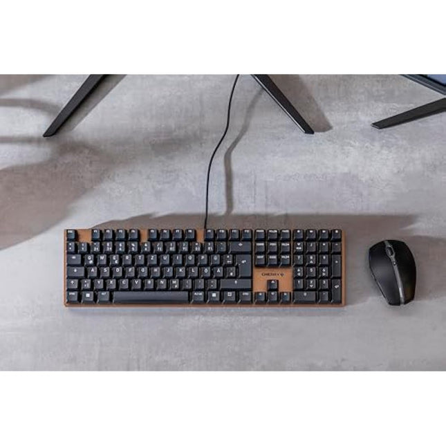 CHERRY KC 200 MX, Mechanical Office Keyboard with Anodised Metal Plate, UK Layout (QWERTY), Wired, MX2A BROWN SWITCHES, Bronze/Black