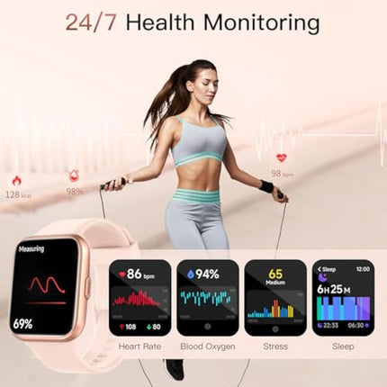 Smart Watch for Women(Answer/Make Call), Alexa Built-in 1.8" Touch Screen Fitness Watch with SpO2 Heart Rate Sleep Monitor, 100 Sport, IP68 Waterproof Step Counter Ladies Smartwatch for iPhone Android