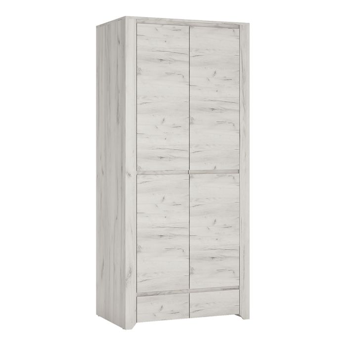 Angel Package - 1 Drawer Bedside Cabinet + 2+3 Chest of Drawers + 2 Door 2 Drawer Fitted Wardrobe in White Marble Effect