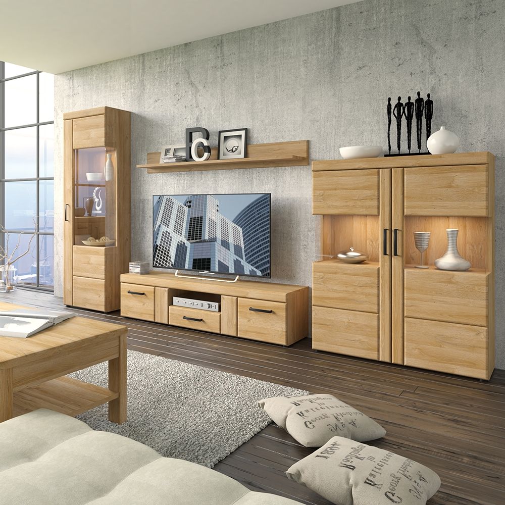 Cortina 2 Door 1 Drawer Wide TV Cabinet in Grandson Oak Furniture To Go Ltd