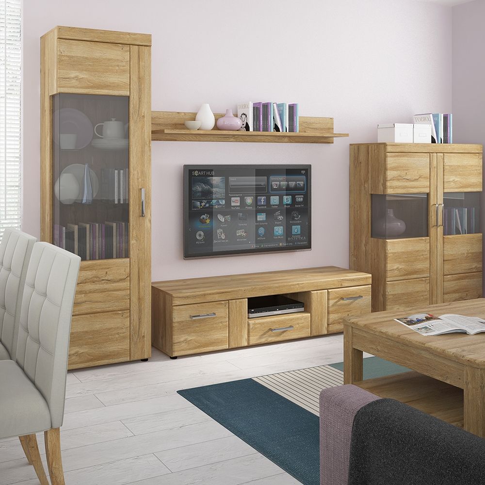 Cortina 2 Door 1 Drawer Wide TV Cabinet in Grandson Oak Furniture To Go Ltd