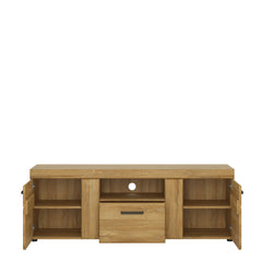 Cortina 2 Door 1 Drawer Tall TV Cabinet in Grandson Oak Furniture To Go Ltd