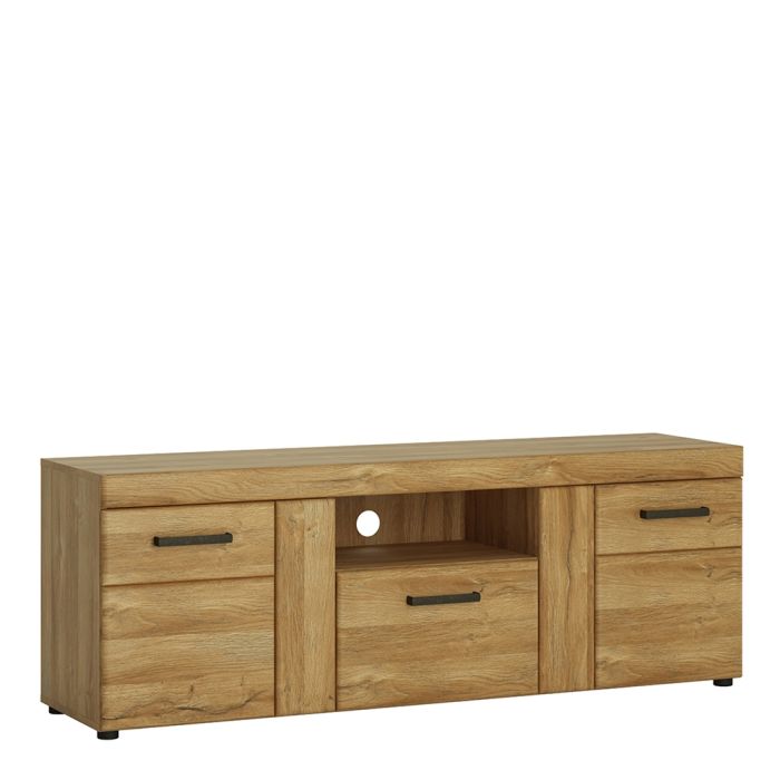 Cortina 2 Door 1 Drawer Tall TV Cabinet in Grandson Oak Furniture To Go Ltd