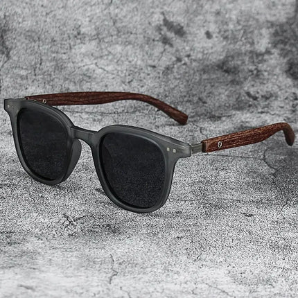 Trendy Retro Wood Grain Sunglasses Polarized UV Protection for Men Women Perfect for Cycling Outdoor Street Photography