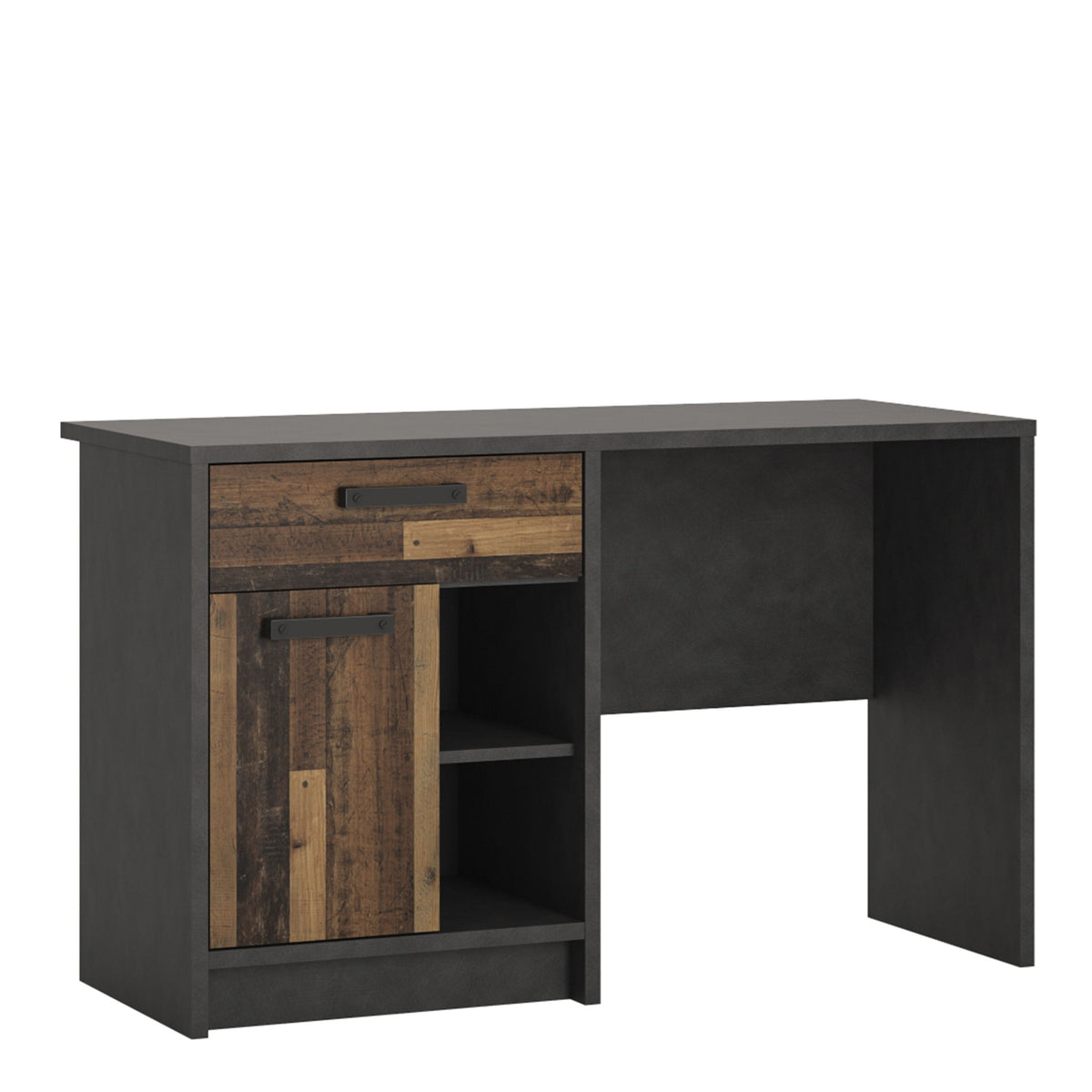 Brooklyn Desk with 1 Door and 1 Drawer in Walnut and Dark Matera Grey Furniture To Go Ltd