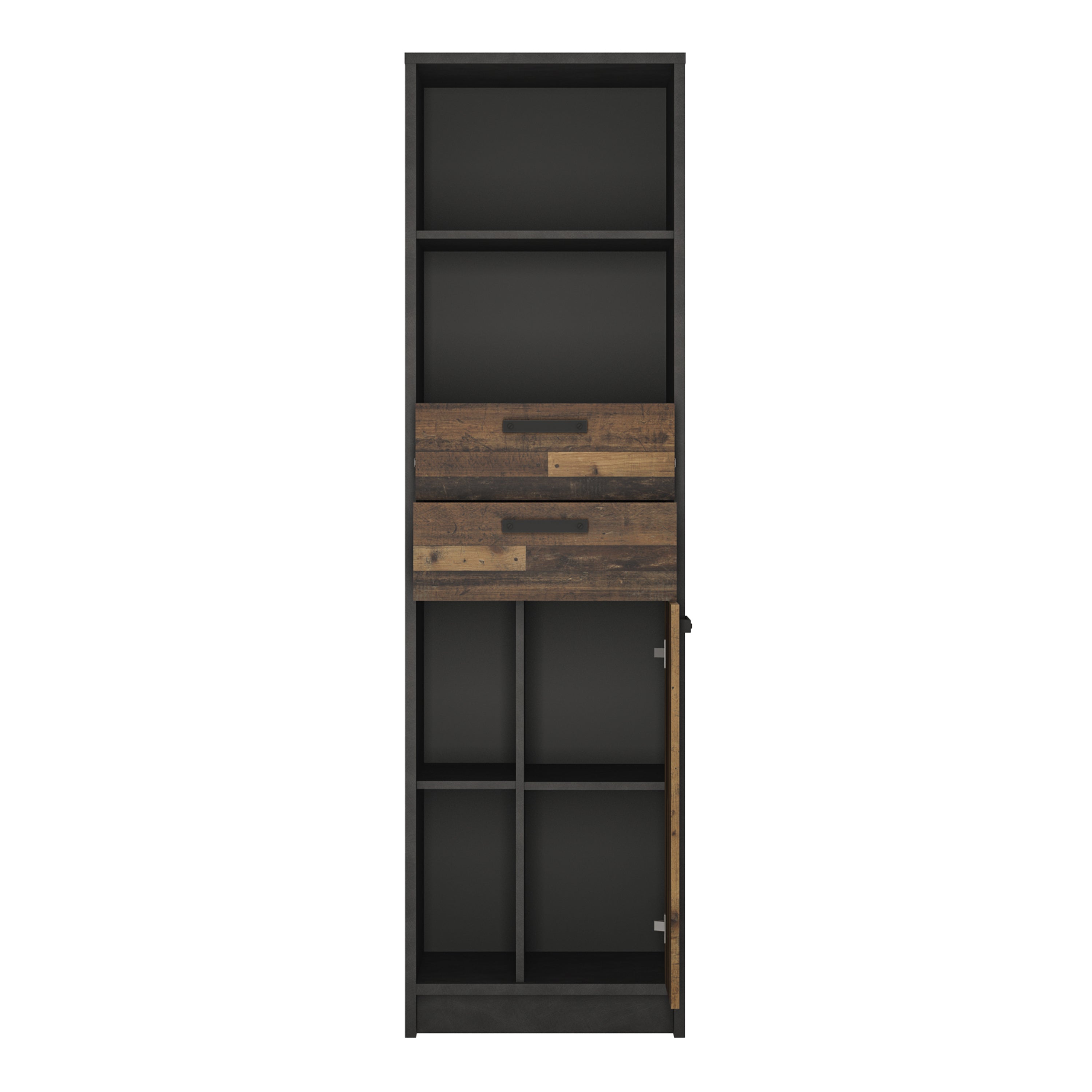 Brooklyn Bookcase in Walnut and Dark Matera Grey Furniture To Go Ltd