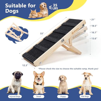 iPetba Dog Ramp for Sofa Bed Car Folding Pet Ramps for Small Dogs Cats Adjustable Height 53cm, Up to 15kg